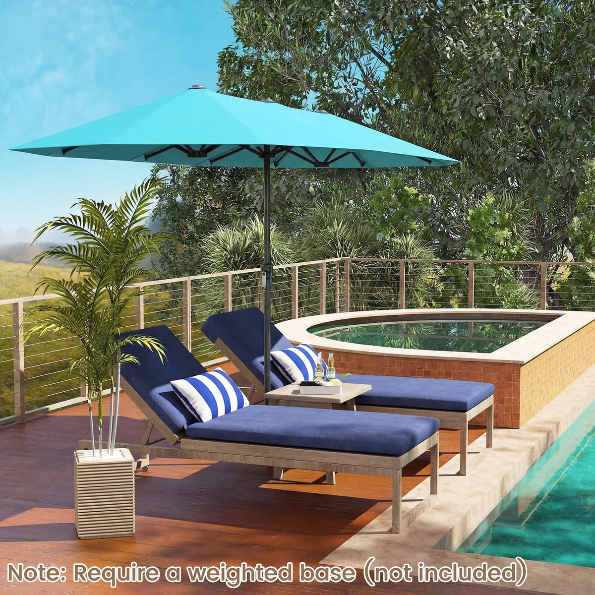 13 Feet Large Patio Umbrella Outdoor Double-Sided Table Market Umbrella with Crank Handle-Turquoise view 3