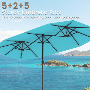 13 Feet Large Patio Umbrella Outdoor Double-Sided Table Market Umbrella with Crank Handle-Turquoise view 9