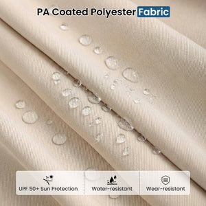 13FT Double-sided Patio Umbrella with Solar Lights for Garden Pool Backyard-Beige view 6