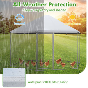 13FT Large Metal Hexagonal Chicken Coop with Wire Mesh and Lockable Door view 7