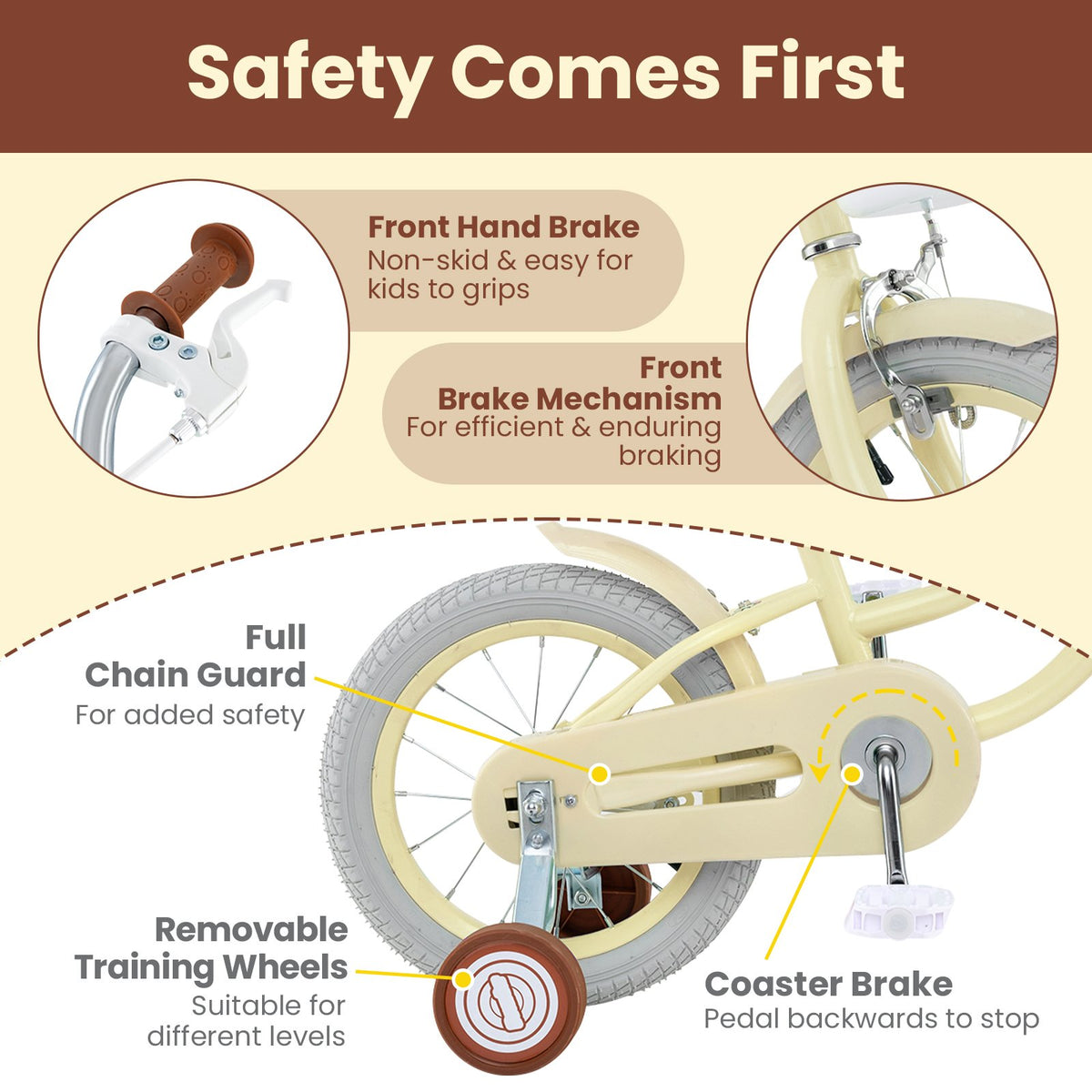 14/16/18 Inch Kids Bike Adjustable with Training Wheels Ages 3-8 Years Olds-18 inches view 6