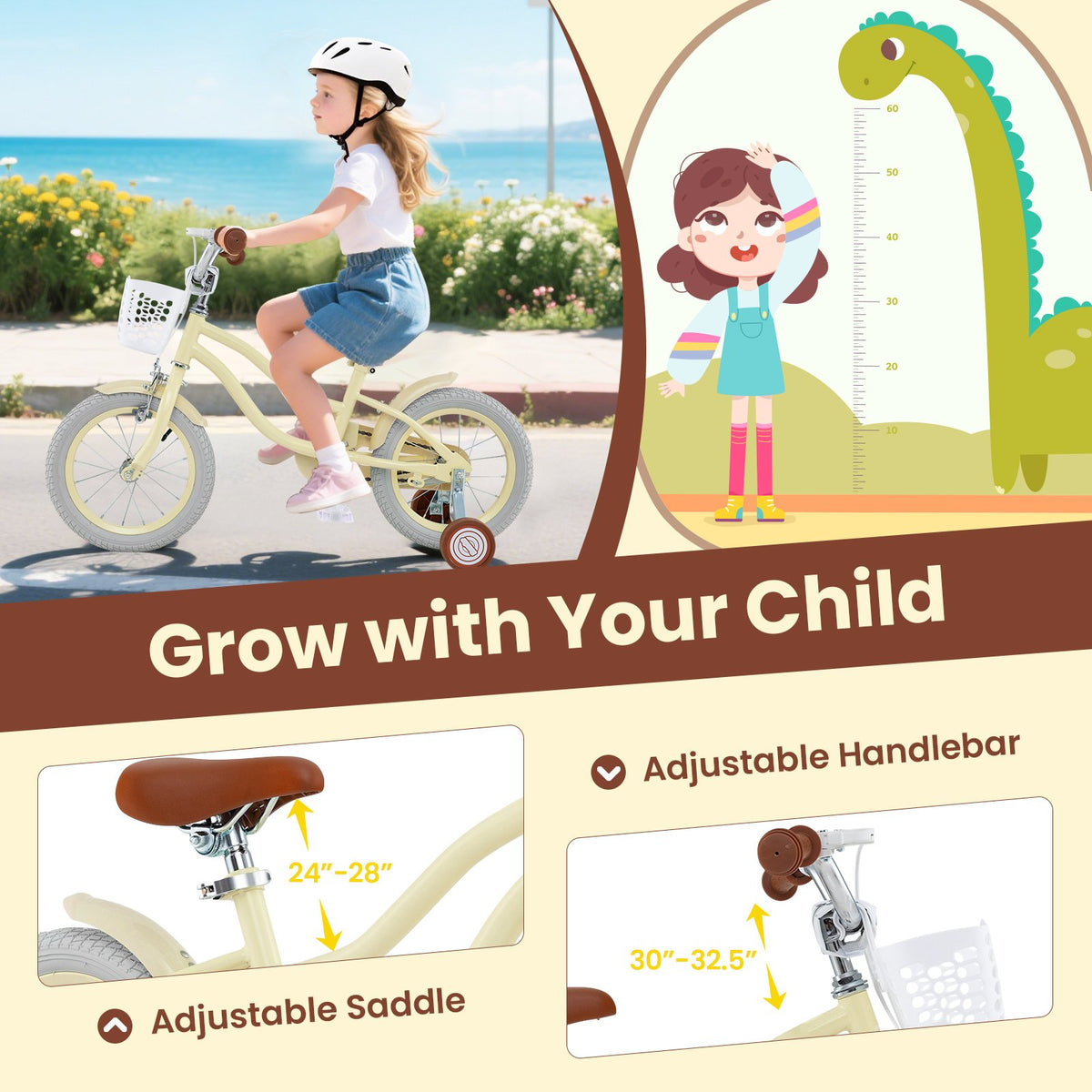 14/16/18 Inch Kids Bike Adjustable with Training Wheels Ages 3-8 Years Olds-18 inches view 7