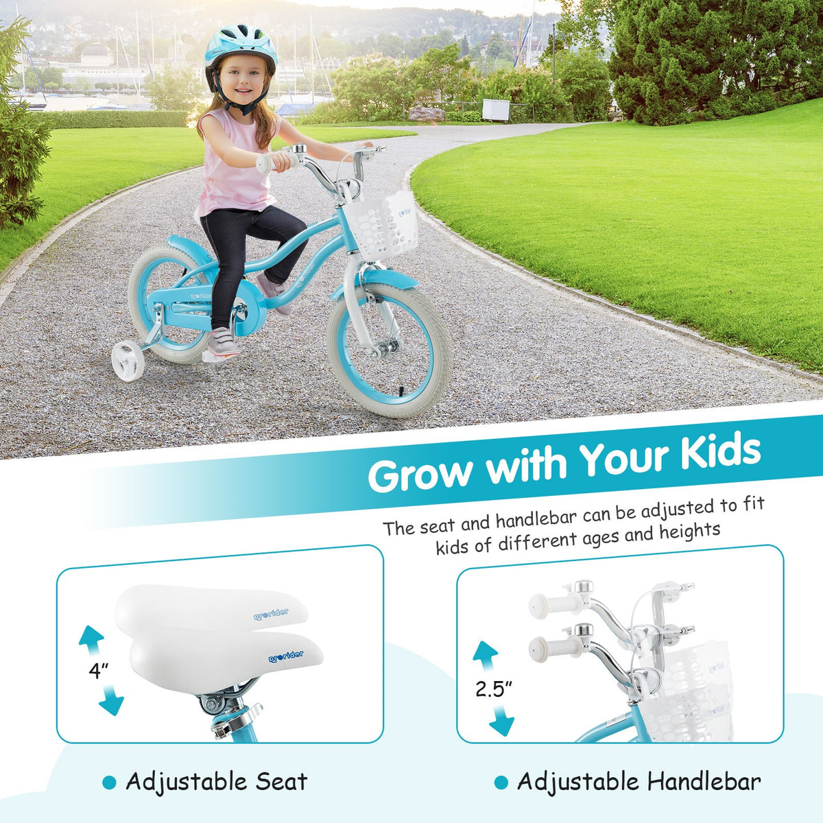 14/16/18 Inch Kids Bike with Dual Brakes and Adjustable Seat-14 inches view 4