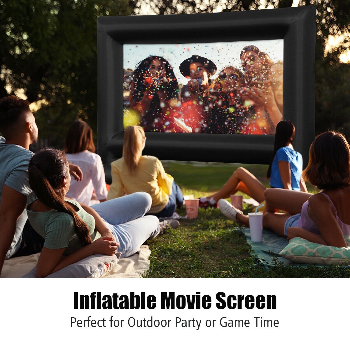 14-20 Feet Inflatable Outdoor Movie Projector Screen with Blower and Carrying Bag-16' view 4