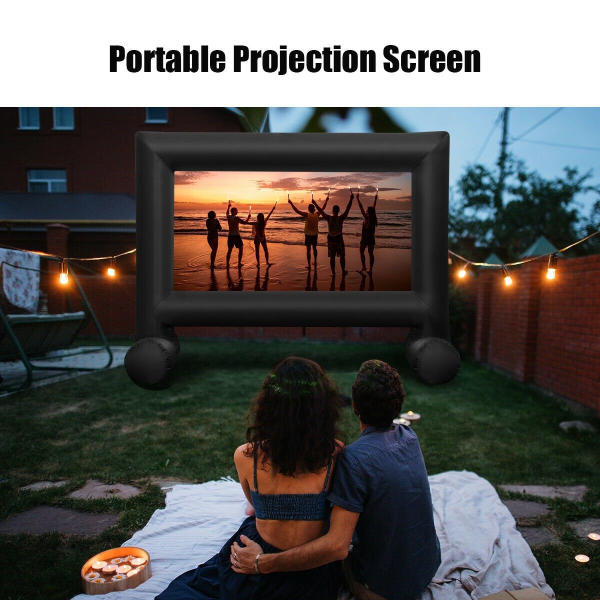 14-20 Feet Inflatable Outdoor Movie Projector Screen with Blower and Carrying Bag-16' view 5