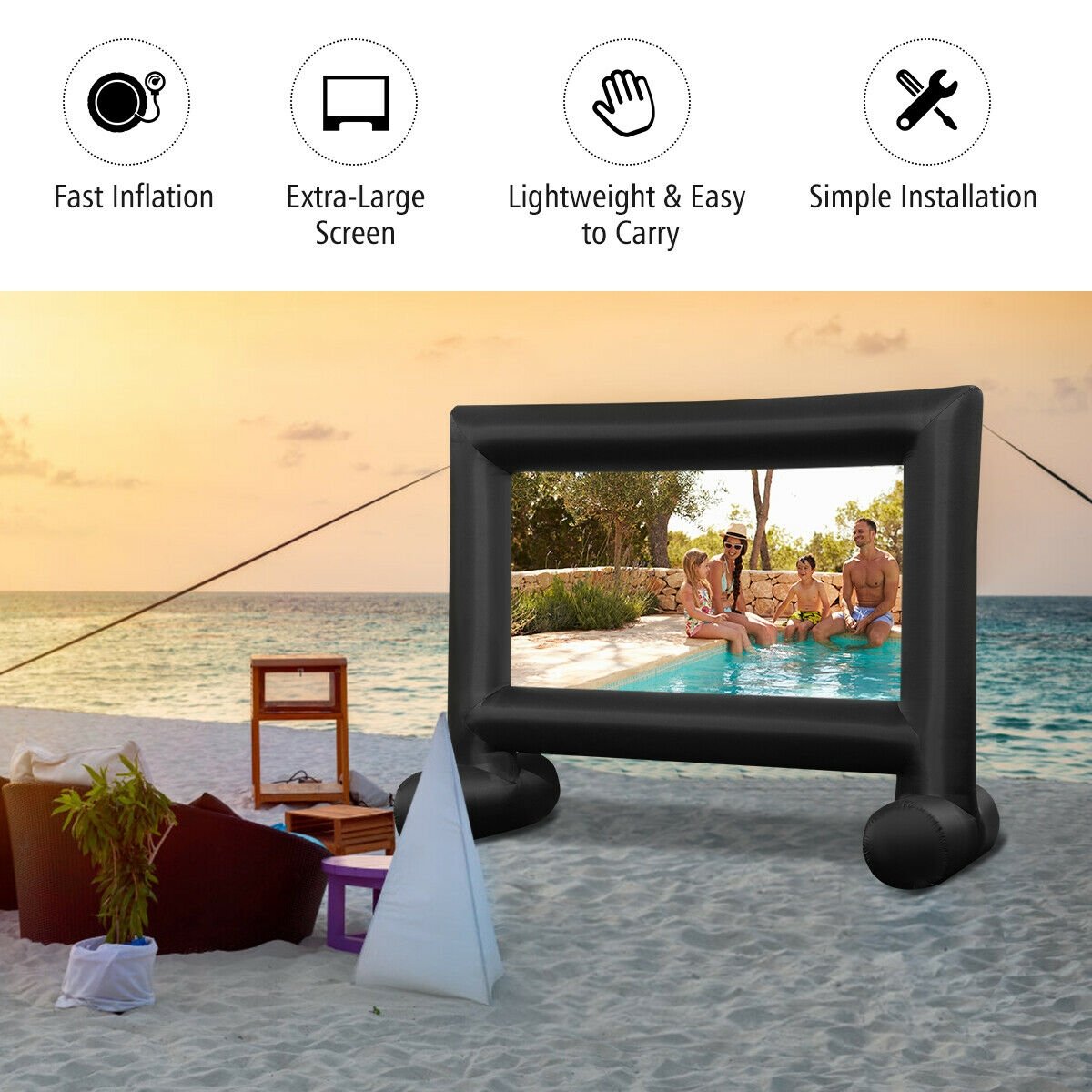 14-20 Feet Inflatable Outdoor Movie Projector Screen with Blower and Carrying Bag-16' view 7