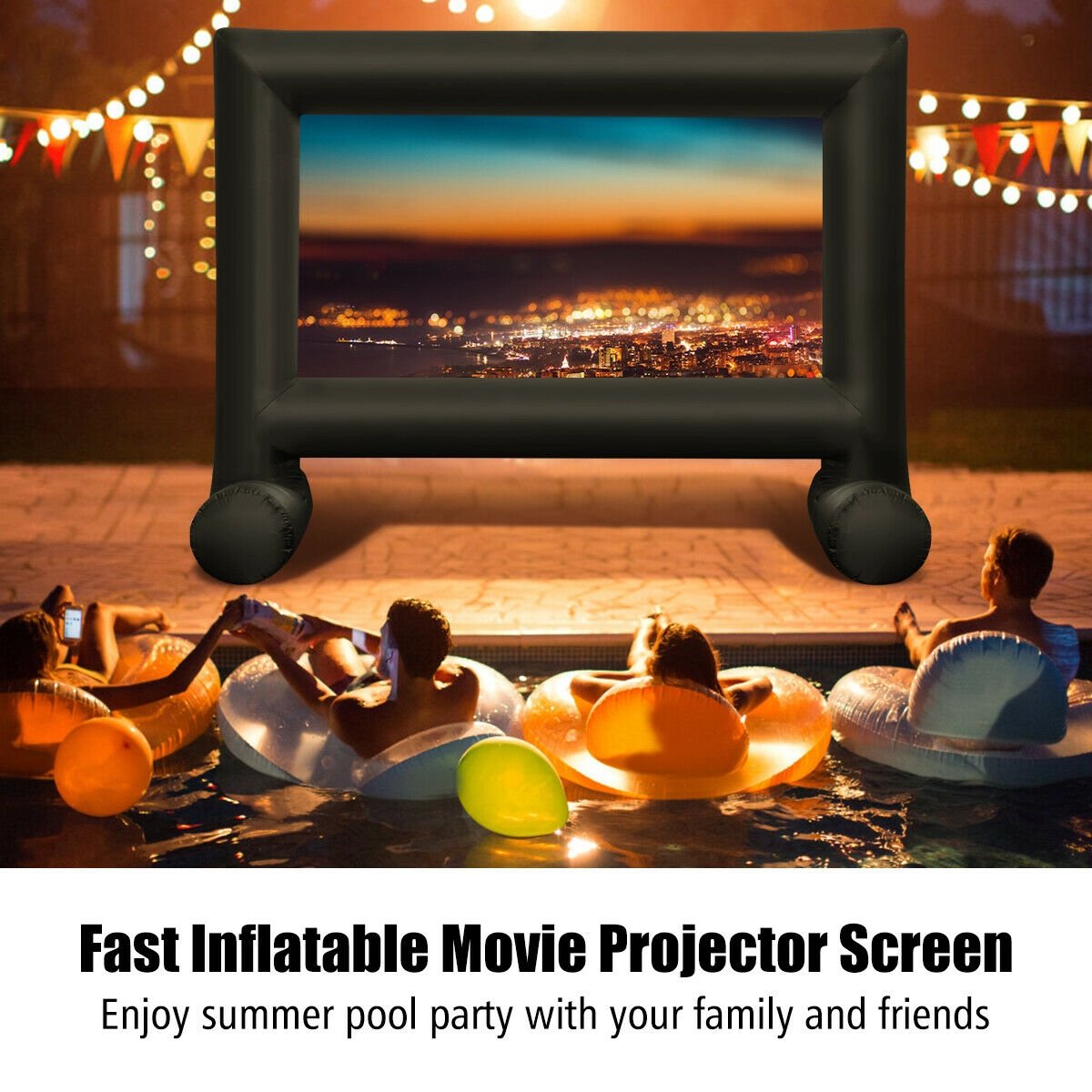 14-20 Feet Inflatable Outdoor Movie Projector Screen with Blower and Carrying Bag-16' view 8