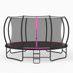 14 FT Outdoor Recreational Trampoline with 4 Stabilizer Bars for Backyard-Pink