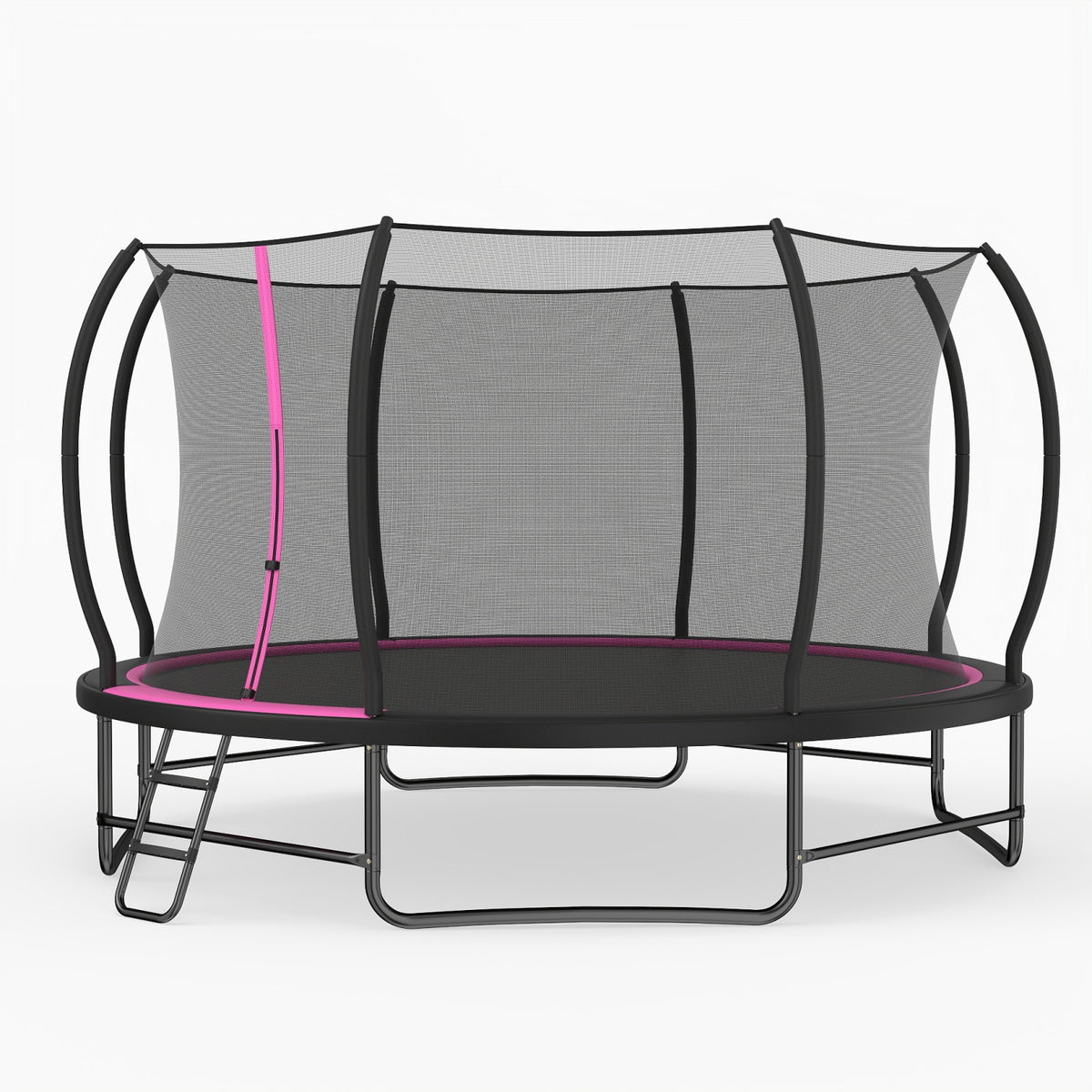 14 FT Outdoor Recreational Trampoline with 4 Stabilizer Bars for Backyard-Pink view 2