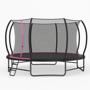 14 FT Outdoor Recreational Trampoline with 4 Stabilizer Bars for Backyard-Pink view 2