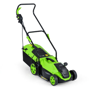 14-Inch 12-Amp Corded Electric Lawn Mower w/ 5-Position Height Adjustment-Green