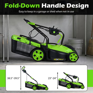 14-Inch 12-Amp Corded Electric Lawn Mower w/ 5-Position Height Adjustment-Green view 3