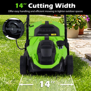 14-Inch 12-Amp Corded Electric Lawn Mower w/ 5-Position Height Adjustment-Green view 6