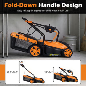 14-Inch 12-Amp Corded Electric Lawn Mower w/ 5-Position Height Adjustment-Orange view 3