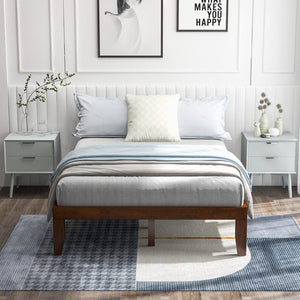 14 Inch Full Size Wood Platform Bed Frame with Wood Slat Support-Coffee view 6