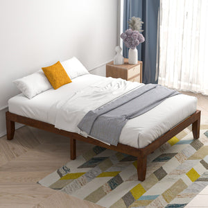 14 Inch Full Size Wood Platform Bed Frame with Wood Slat Support-Coffee view 7