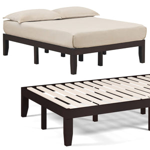 14 Inch Full Size Wood Platform Bed Frame with Wood Slat Support-Brown view 7