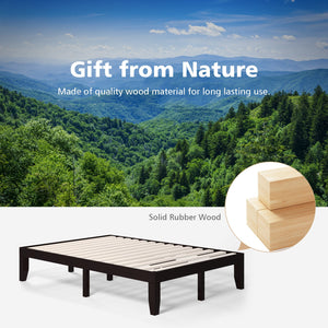 14 Inch Full Size Wood Platform Bed Frame with Wood Slat Support-Brown view 8