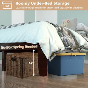 14 Inch Full Size Wood Platform Bed Frame with Wood Slat Support-Brown view 9