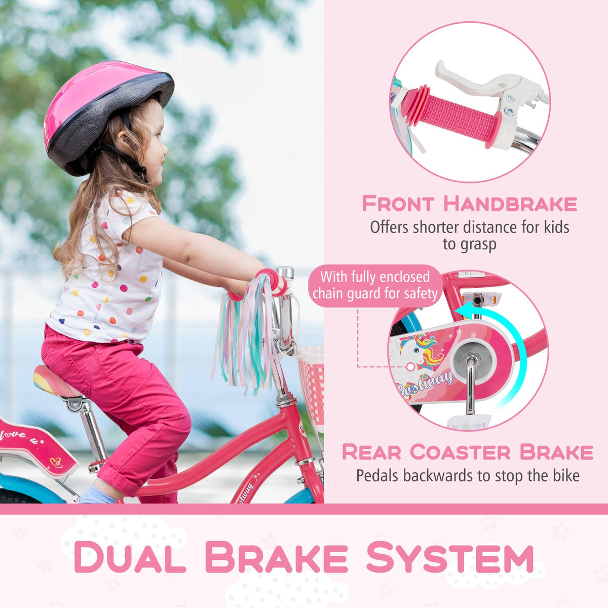14 Inch Girls Bike for 3-5 Years Old Kids Bike with Doll Seat and Training Wheels view 7