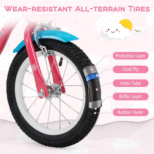 14 Inch Girls Bike for 3-5 Years Old Kids Bike with Doll Seat and Training Wheels view 9