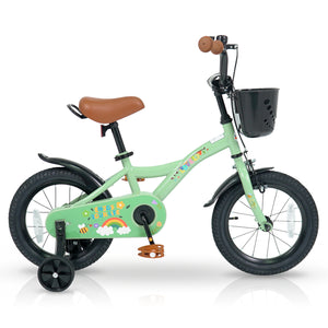 14 Inch Girls Bike for 3-5 Years Old with Basket - Spring Party, Green view 4