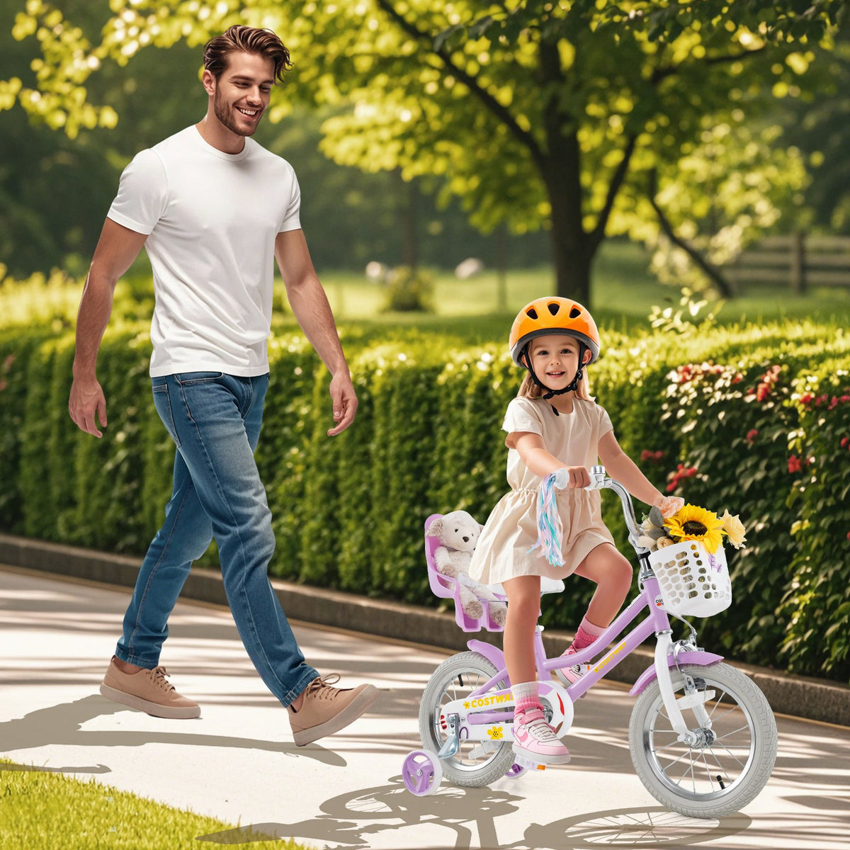 14 Inch Girls Bike Kids Bicycle with Doll Seat and Streamers for Children 3-5 Years Old view 2