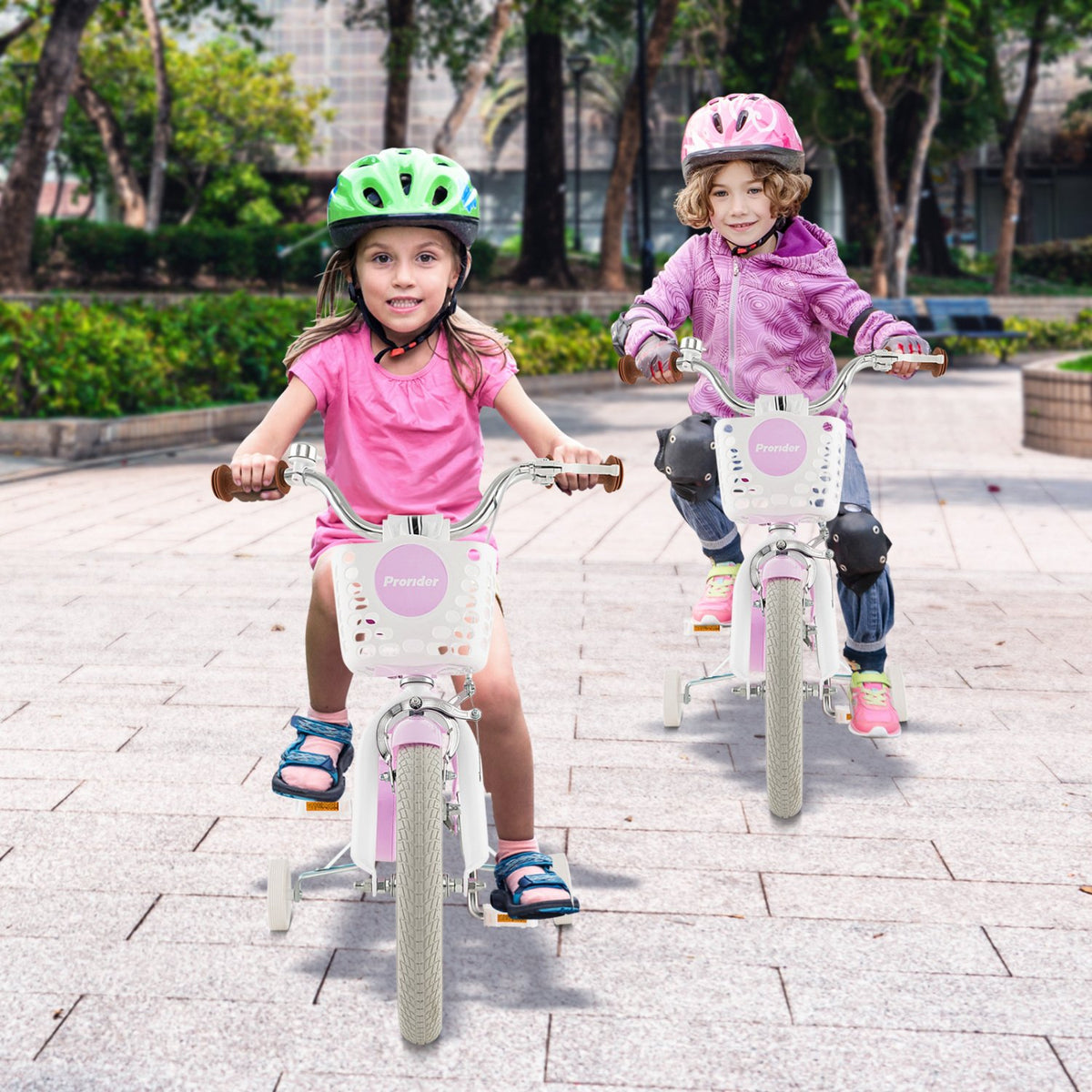 14 Inch Kid's Bike with Removable Training Wheels and Basket-Purple view 2