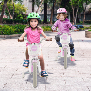 14 Inch Kid's Bike with Removable Training Wheels and Basket-Purple view 2