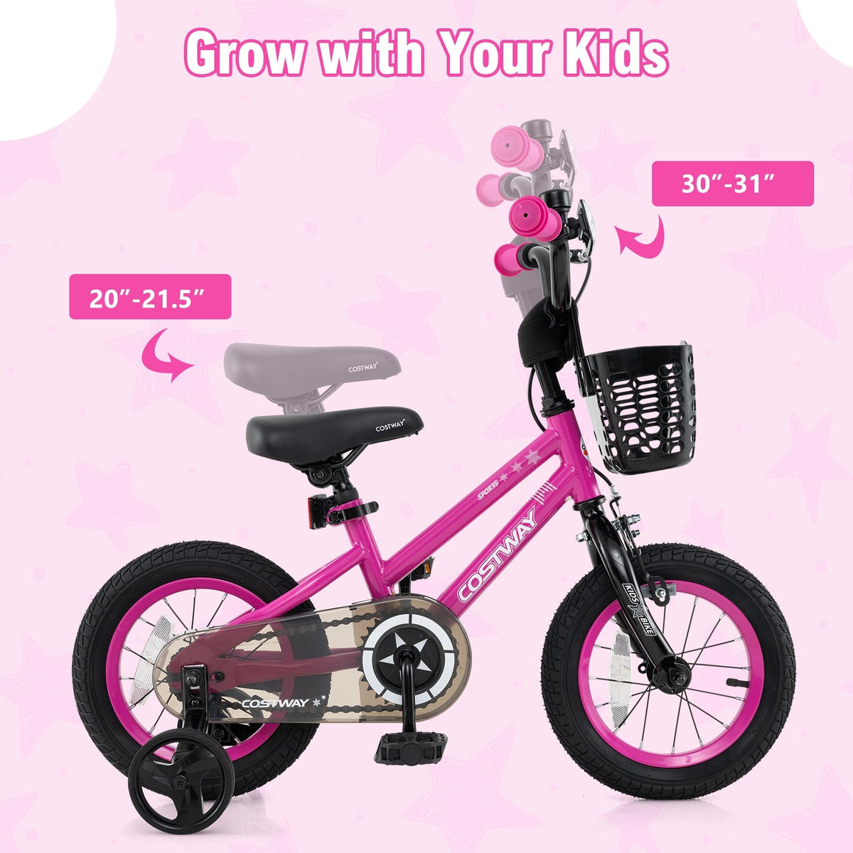 14 Inch Kids Bike Adjustable Bicycle with Front Basket for Children Aged 4-5 Years Old view 5