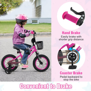 14 Inch Kids Bike Adjustable Bicycle with Front Basket for Children Aged 4-5 Years Old view 6