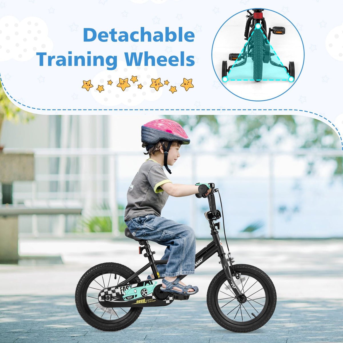 14 Inch Kids Bike Adjustable for 3-5 Years Old with Low-Step Frame view 5