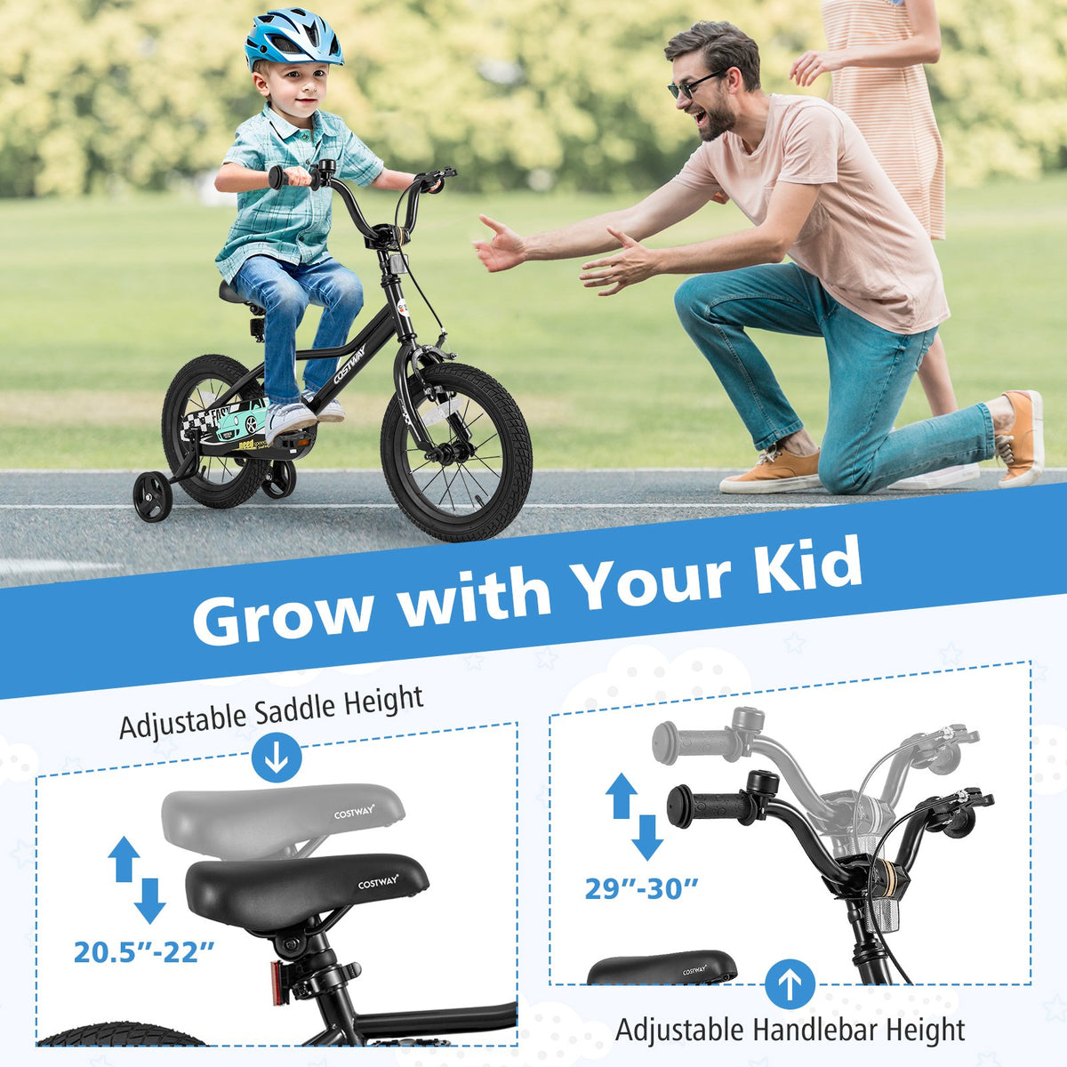 14 Inch Kids Bike Adjustable for 3-5 Years Old with Low-Step Frame view 6
