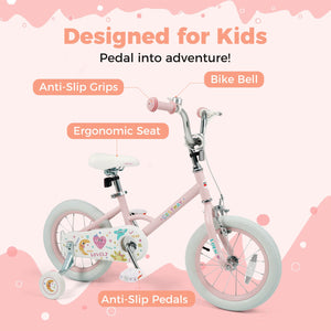 14 Inch Kids Bike Adjustable for 3-8 Years Old Children Pink - Stars & Moon view 5