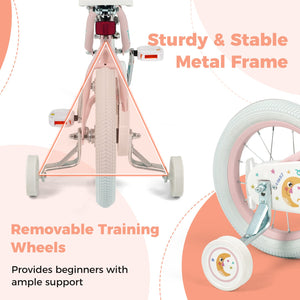 14 Inch Kids Bike Adjustable for 3-8 Years Old Children Pink - Stars & Moon view 8