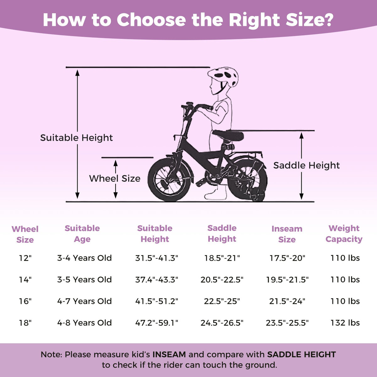 14 Inch Kids Bike Adjustable for 3-8 Years Old Children Purple - Stars & Moon view 4