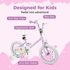14 Inch Kids Bike Adjustable for 3-8 Years Old Children Purple - Stars & Moon view 5