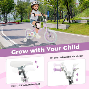 14 Inch Kids Bike Adjustable for 3-8 Years Old Children Purple - Stars & Moon view 7