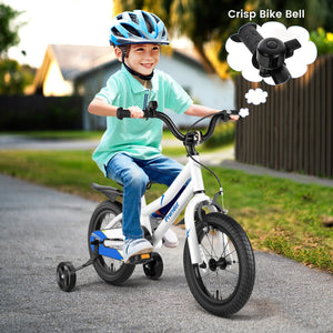 14 Inch Kids Bike Adjustable with 2 Training Wheels for 3-5 Years Old-White view 3