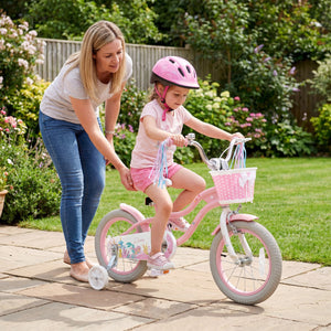 14 Inch Kids Bike Adjustable with Basket and Streamers for Girls Aged 3-5 Years Old Pink view 2