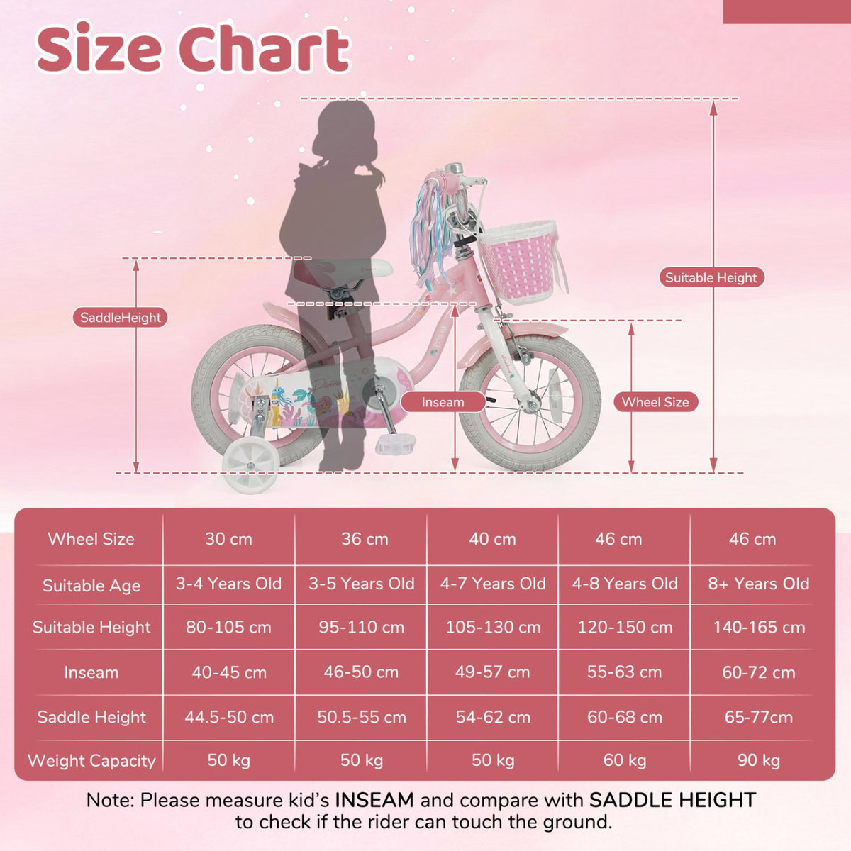 14 Inch Kids Bike Adjustable with Basket and Streamers for Girls Aged 3-5 Years Old Pink view 4