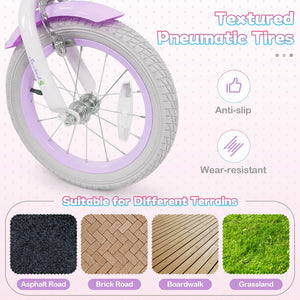 14 Inch Kids Bike Adjustable with Basket and Streamers Purple - Princess of the Sea Theme view 8