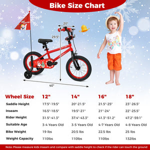 14 Inch Kids Bike Adjustable with Christmas Music & Flag for Aged 4-5 Years Old view 3