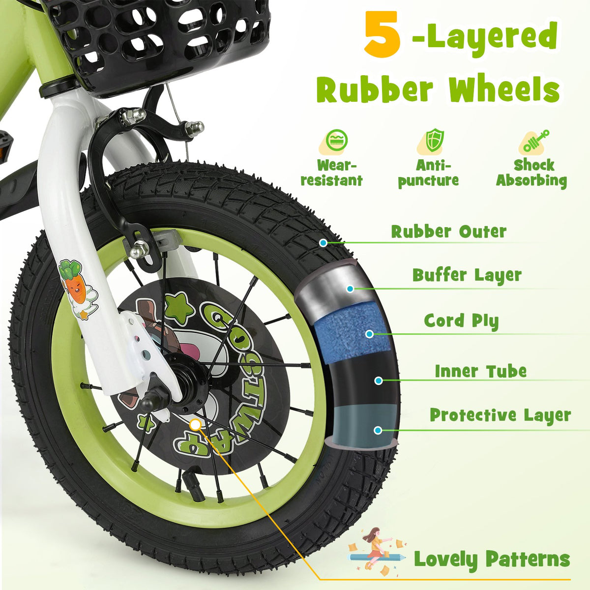 14 Inch Kids Bike Adjustable with Detachable Training Wheels for 3-5 Years Old-14 inches view 7