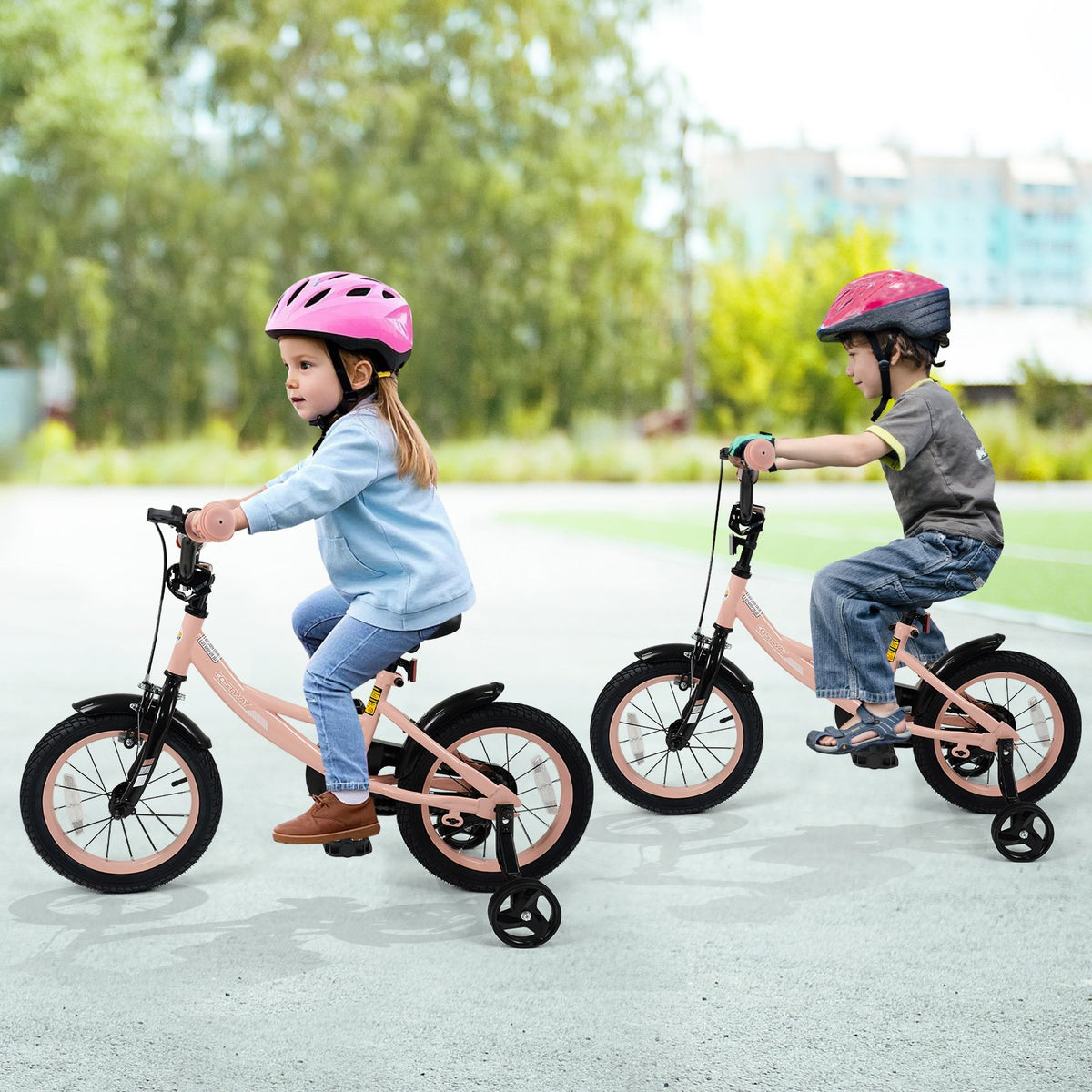 14 Inch Kids Bike Adjustable with Removable Training Wheels Pink for 3-8 Years Old view 3