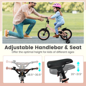 14 Inch Kids Bike Adjustable with Removable Training Wheels Pink for 3-8 Years Old view 7
