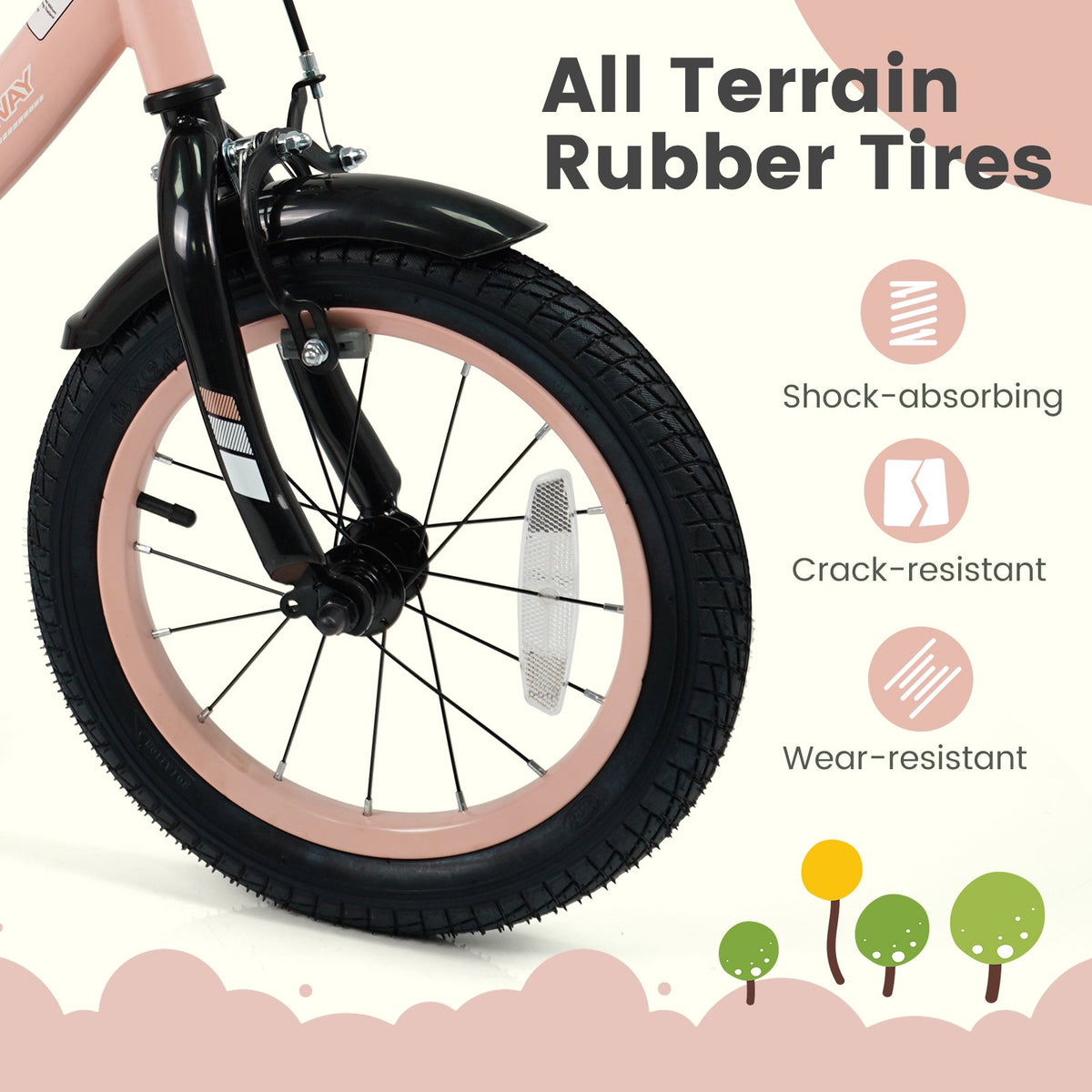 14 Inch Kids Bike Adjustable with Removable Training Wheels Pink for 3-8 Years Old view 9