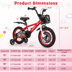 14 Inch Kids Bike Adjustable with Storage Basket and Double Brake for 3-5 Years Old-14 inches view 4