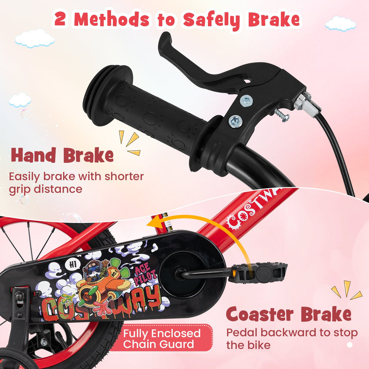 14 Inch Kids Bike Adjustable with Storage Basket and Double Brake for 3-5 Years Old-14 inches view 6