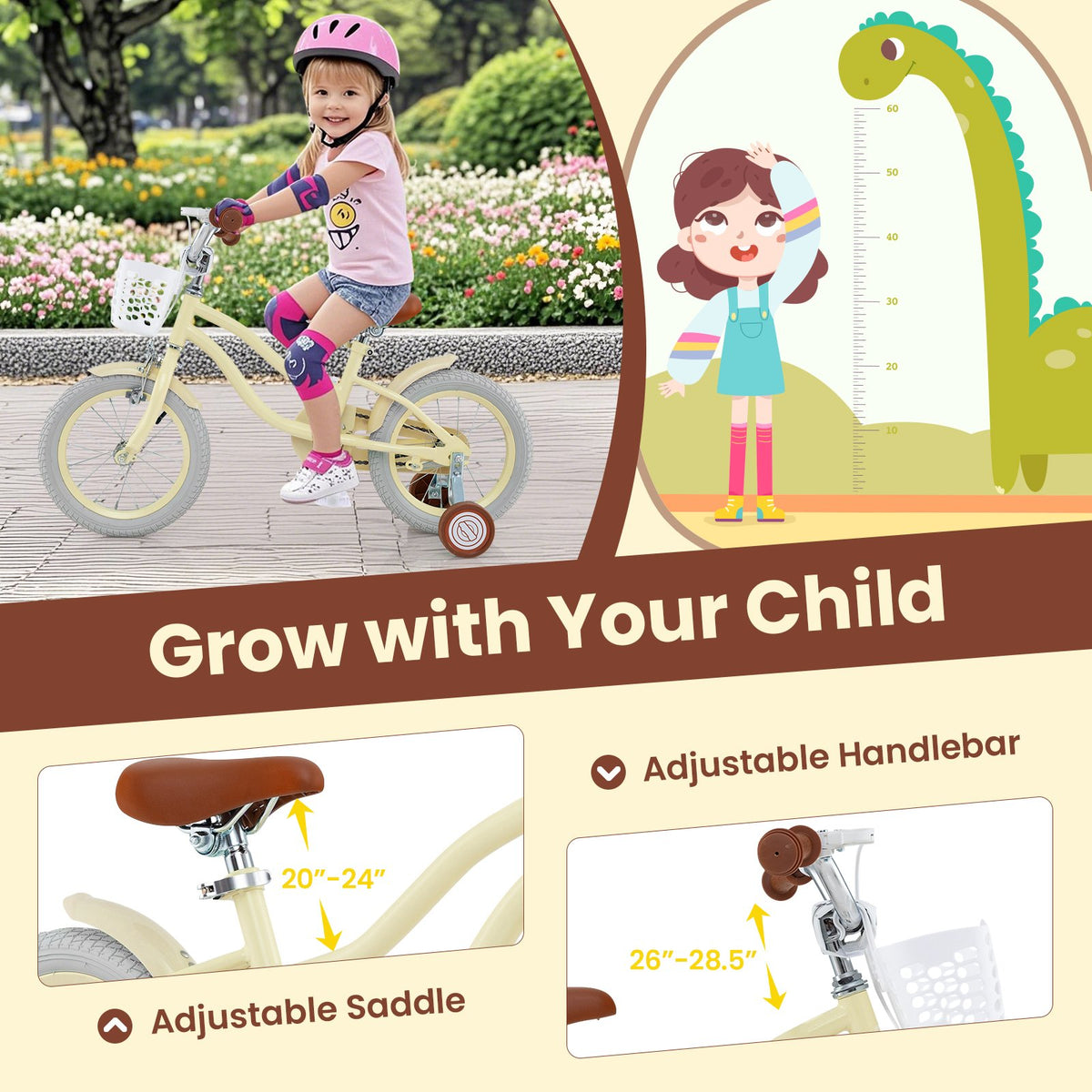 14 Inch Kids Bike Adjustable with Training Wheels Ages 3-8 Years Olds-14 inches view 7